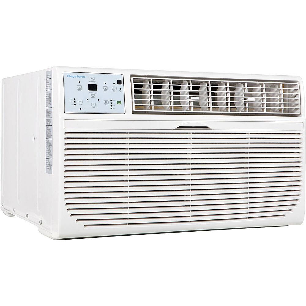 Left. Keystone - 8,000 BTU 115V Through-the-Wall Air Conditioner with Follow Me LCD Remote Control - White.