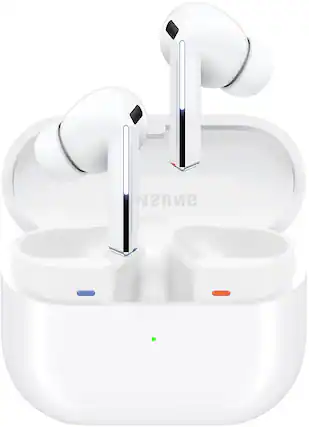 Front. Samsung - Galaxy Buds3 Pro Wireless Earbud Headphones - White.