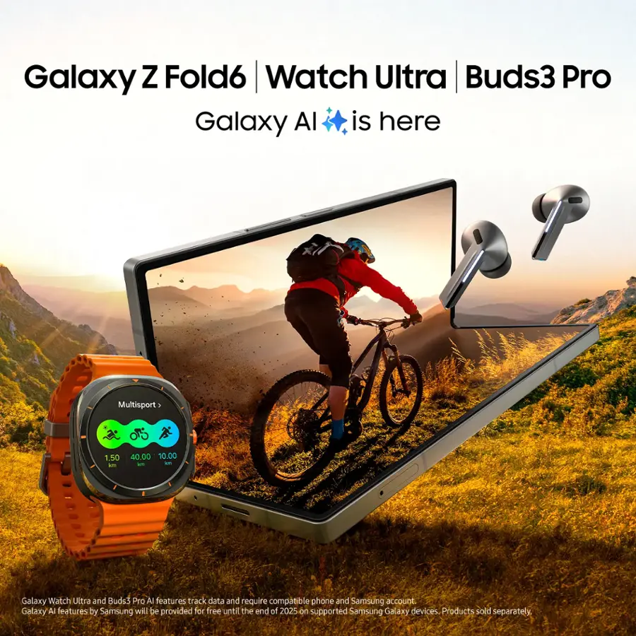 Galaxy Z Fold6 Watch Ultra | Buds3 Pro Galaxy AI is here Multisport 1.50 im 40.00 10.00 - am Galaxy Watch Ultra and Buds3 Pro A features track data and require compatible phone and Samsung account. Galaxy AI features by Samsung will be provided for free until the end of 2025 no supported Samsung Galaxy devices. Products sold separately.