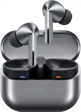 Front. Samsung - Galaxy Buds3 Pro Wireless Earbud Headphones - Silver.