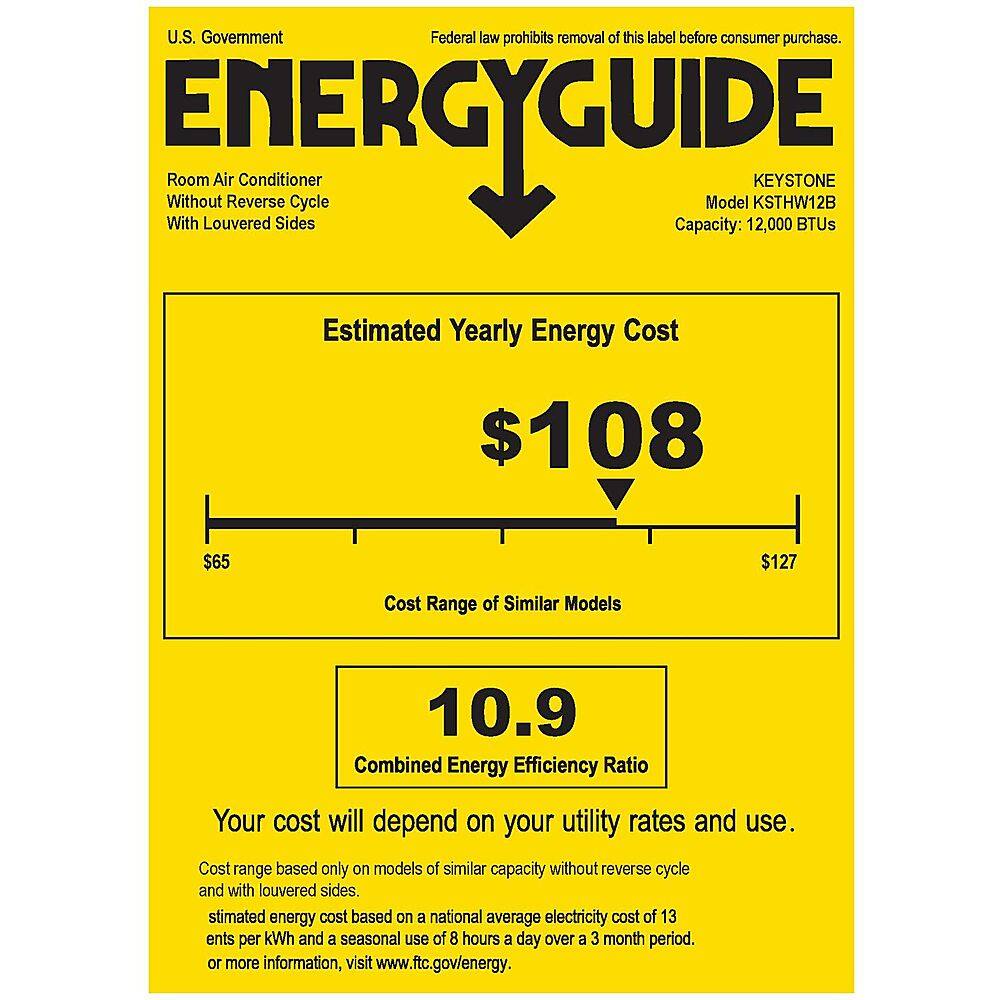 Alt View 19. Keystone - 12,000/11,600 BTU 230V Window/Wall Air Conditioner with 11,000 BTU Supplemental Heat Capability - White.