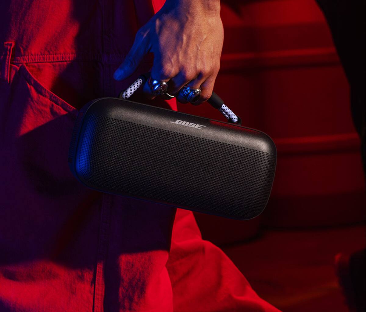 Alt View 14. Bose - Rope Handle for SoundLink Max - Black/Chilled Lilac.