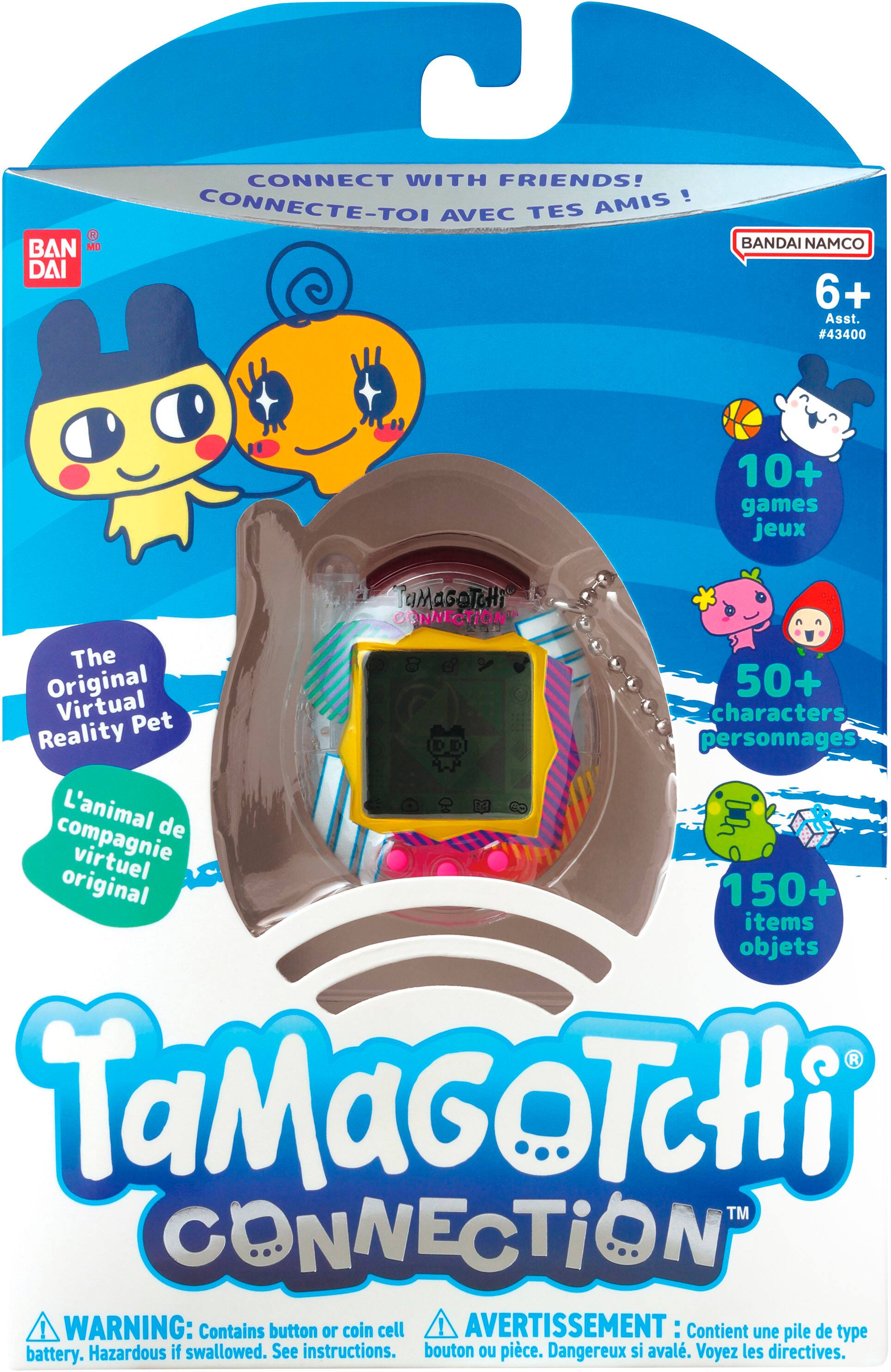The Tamagochi Connection is a virtual pet that comes with a connection to other Tamagochis. It is designed for children and includes 10+ games, 50+ characters, and 150+ items. The package also warns that it contains a button or coin cell, which can be hazardous if swallowed. The Tamagochi Connection is a fun and interactive toy for kids to enjoy.