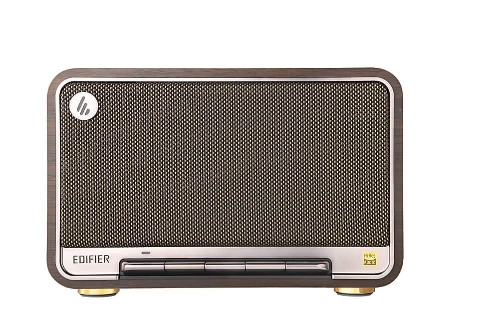 Edifier - D32 Portable Bluetooth 5.3 Wireless Speaker with Apple AirPlay High Resolution Audio and 11 Hour Battery Life - Black Walnut - Front_Zoom