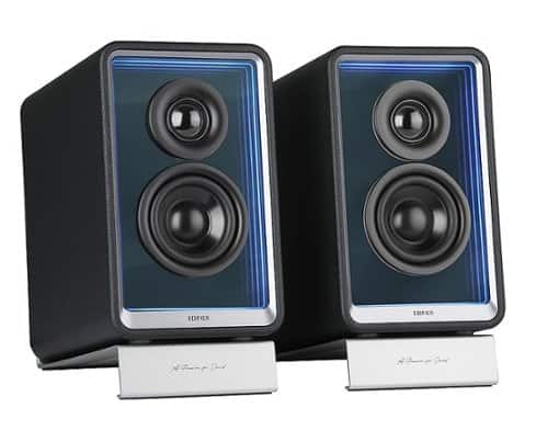 Edifier - QR65 2.0 Bluetooth Multimedia Speaker System with 65W GaN Charging, Lighting Effects, and Strong Base (Pair) - Black