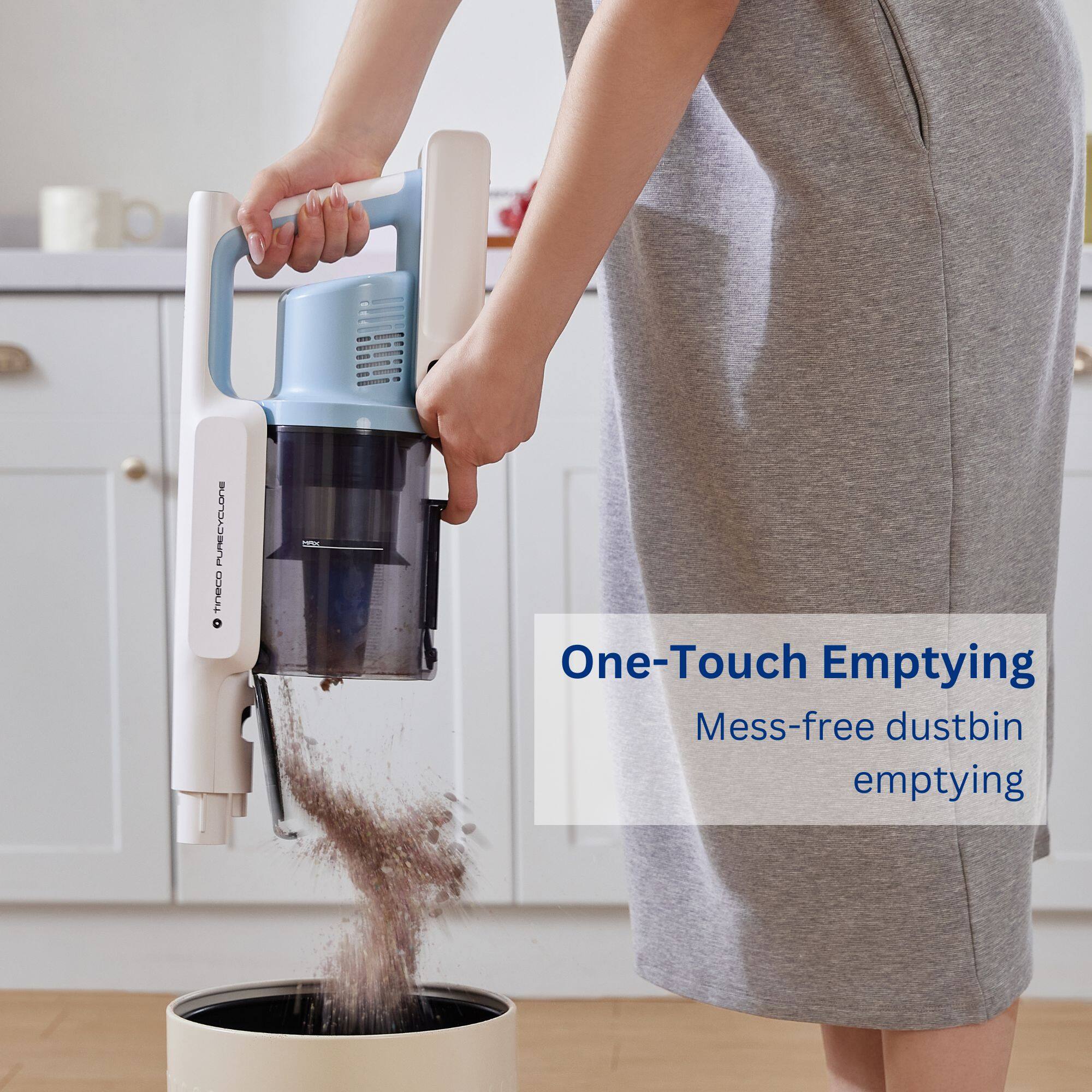 PURECYCLONE One-Touch Emptying Mess-free dustbin emptying