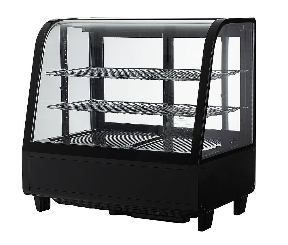 Angle. Premium Levella - 3.5 cu. ft. Countertop Refrigerator Display Case - Black.