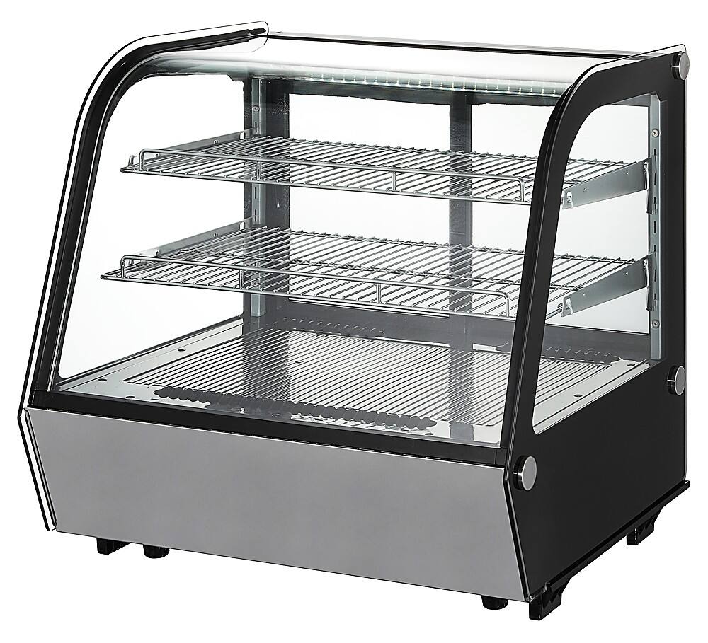 Angle. Premium Levella - 4.2 cu. ft. Countertop Refrigerator Display Case - Black.