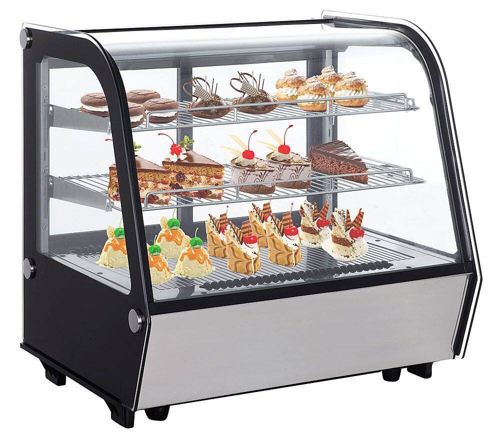 Front. Premium Levella - 4.2 cu. ft. Countertop Refrigerator Display Case - Black.
