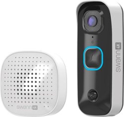 Swann - Buddy 4K UHD Wireless Video Doorbell & Chime, No Monthly Fee, Ultra-Wide 165° View, 2-Way Audio, Night Vision - White - Front_Zoom