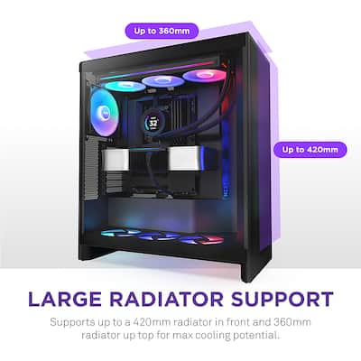 NZXT H7 Flow 2024 Mid Tower ATX PC Case with RGB Fans Black CM NZXT H7 Flow 2024 Mid Tower ATX PC Case with RGB Fans Black CM