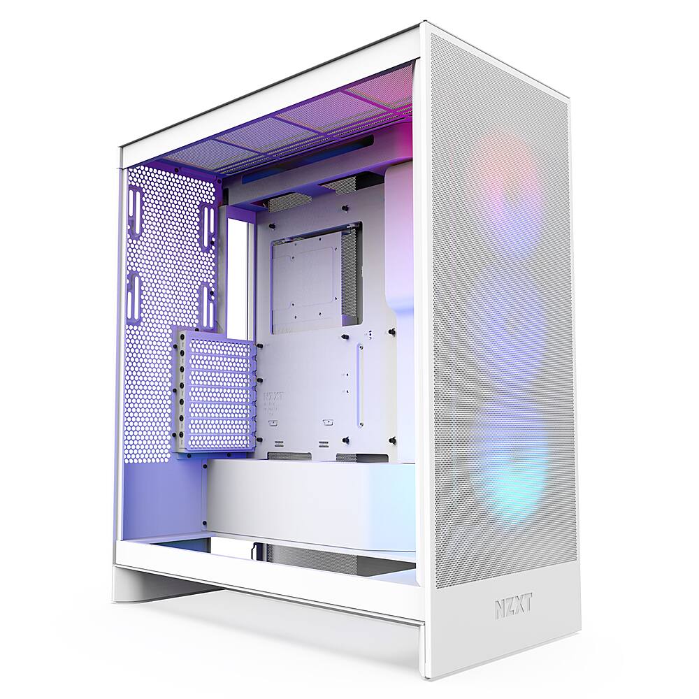 Front. NZXT - H7 Flow Mid-Tower ATX Case with RGB Fans - White.
