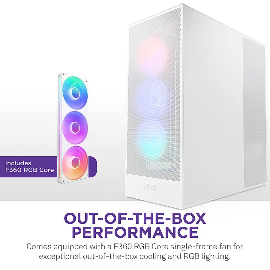 NZXT H7 Flow 2024 Mid Tower ATX PC Case with RGB Fans White NZXT H7 Flow 2024 Mid Tower ATX PC Case with RGB Fans White