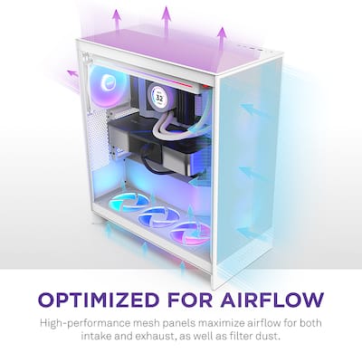 NZXT H7 Flow 2024 Mid Tower ATX PC Case with RGB Fans White NZXT H7 Flow 2024 Mid Tower ATX PC Case with RGB Fans White