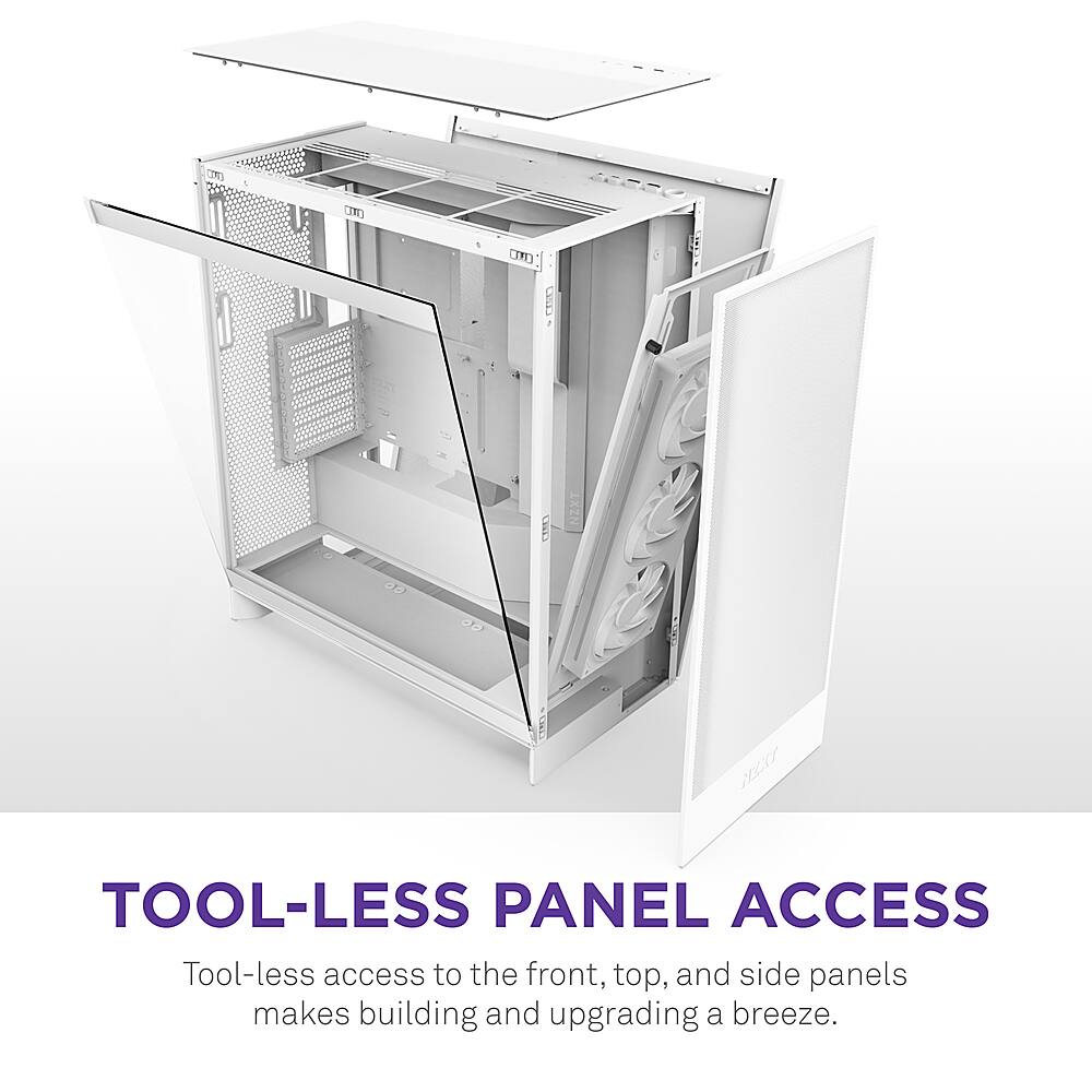 Tool-less panel access to the front, top, and side panels makes building and upgrading a breeze.
