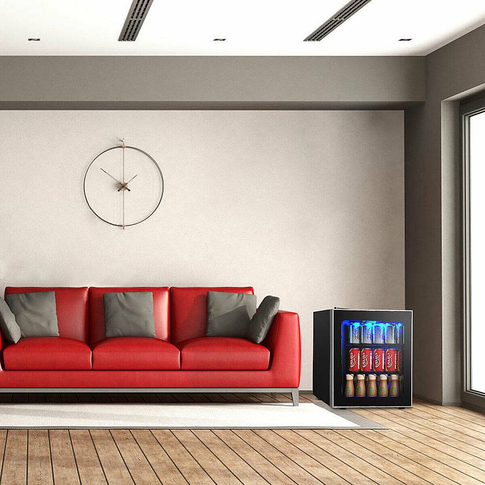 Alt View 12. Costway - 60 Can Beverage Refrigerator Beer Wine Soda Drink Cooler Mini Fridge Glass Door - Black.