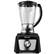 The image shows a black and silver blender with a clear glass container. The blender is made by Osterway and has a 25 oz capacity. It can hold 1.25 liters, 5 cups, or 1.00 liters. The blender is designed to handle various blending tasks, including making smoothies, purees, and more.