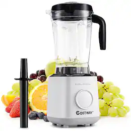 Costway - 1500W Countertop Smoothies Blender 10 Speed w/ 6 Pre-Setting Programs - White