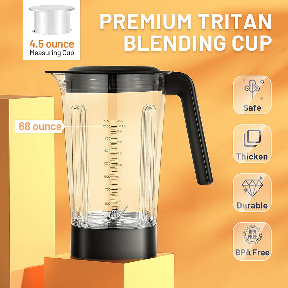 Premium Tritan 4.5 ounce blending cup measuring cup safe 68 ounce AM 2000 2000 MAX 1/50 750 150 500 1250 1250 1000 Thicken 1000 1 750 HOr 500 CL Durable BPA Free in BP Free.