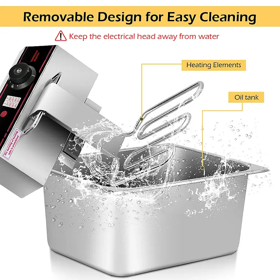 Removable Design for Easy Cleaning! Keep the electrical head away from water. Heating Elements: 1. Oil tank heating burning oil. Prohibited use for a water tank.