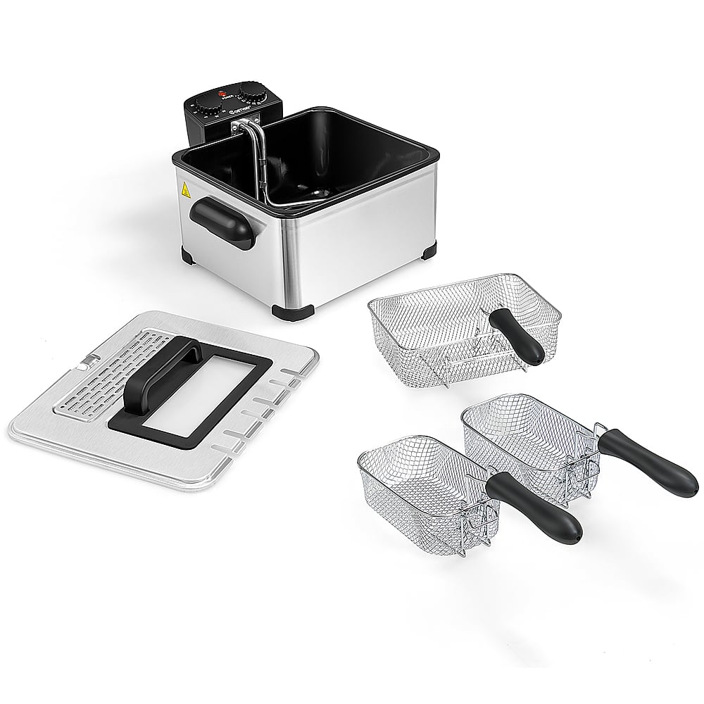 Alt View 21. Costway - Electric Deep Fryer 5.3QT/21-Cup 1700W w/ Triple Basket - Black/Silver.