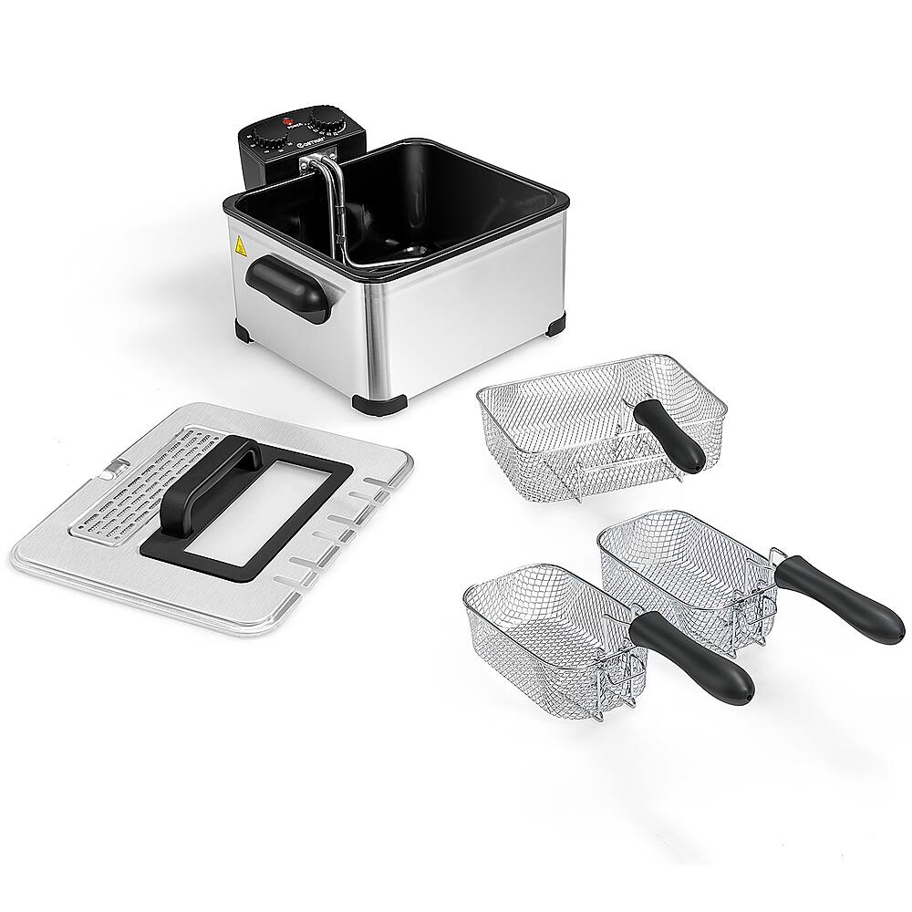 Alt View 21. Costway - Electric Deep Fryer 5.3QT/21-Cup 1700W w/ Triple Basket - Black/Silver.