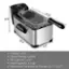 The text on the image reads:

Voltage: 120V
Power Rating: 1700W
Oil Capacity: 3.2 qt
Food Capacity: 12 cup
Adjustable Temperature Range: 302°F - 374°F
