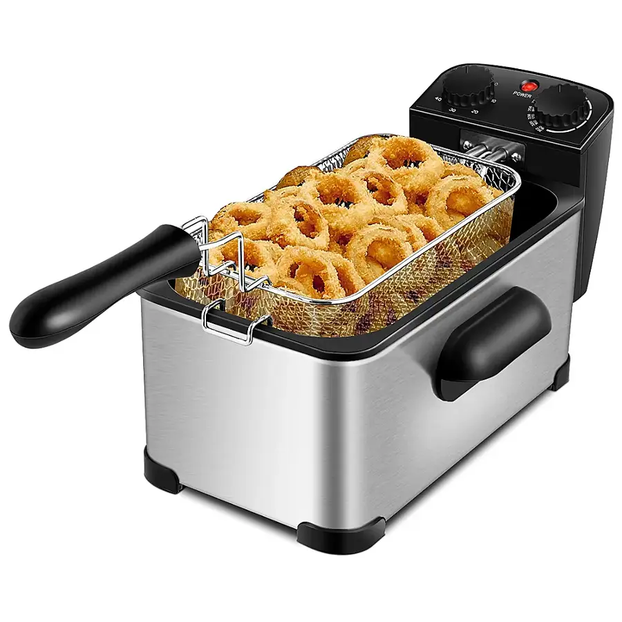 Alt View 18. Costway - 3.2 Quart Electric Deep Fryer 1700W Stainless Steel Timer Frying Basket - Black + Silver.
