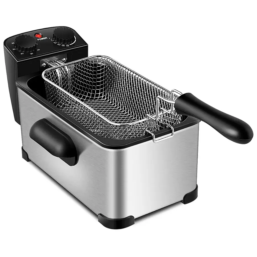 Alt View 20. Costway - 3.2 Quart Electric Deep Fryer 1700W Stainless Steel Timer Frying Basket - Black + Silver.