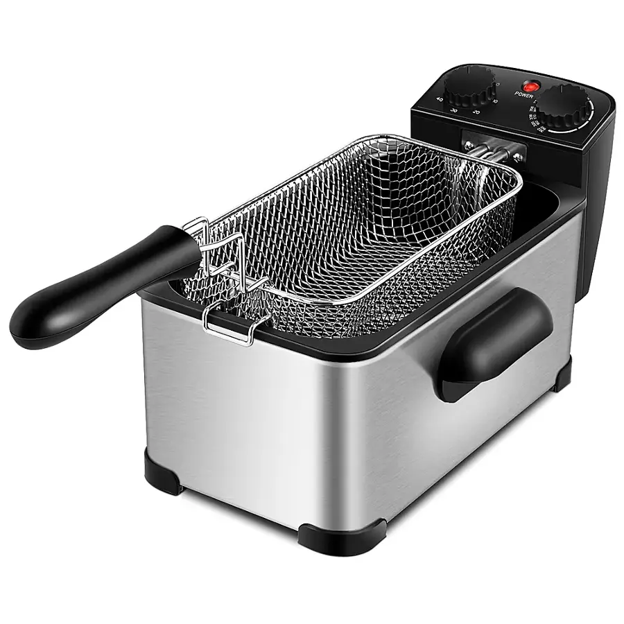 Alt View 21. Costway - 3.2 Quart Electric Deep Fryer 1700W Stainless Steel Timer Frying Basket - Black + Silver.