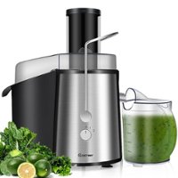 Costway - Electric Juicer Wide Mouth Fruit & Vegetable Centrifugal Juice Extractor 2 Speed - Black + Silver - Front_Zoom