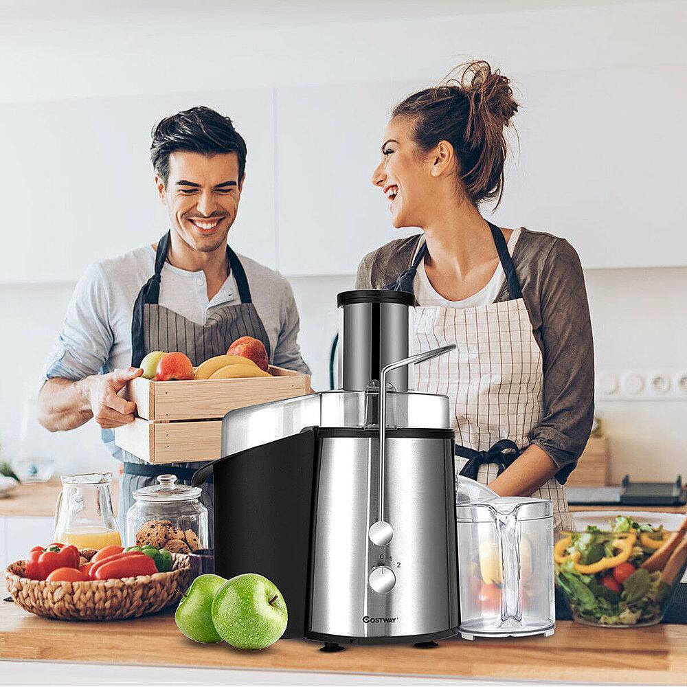 Alt View 12. Costway - Electric Juicer Wide Mouth Fruit & Vegetable Centrifugal Juice Extractor 2 Speed - Black + Silver.