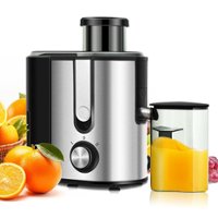 Costway - Juicer Machine Juicer Extractor Dual Speed w/ 2.5'' Feed Chute - Silver + Black - Front_Zoom
