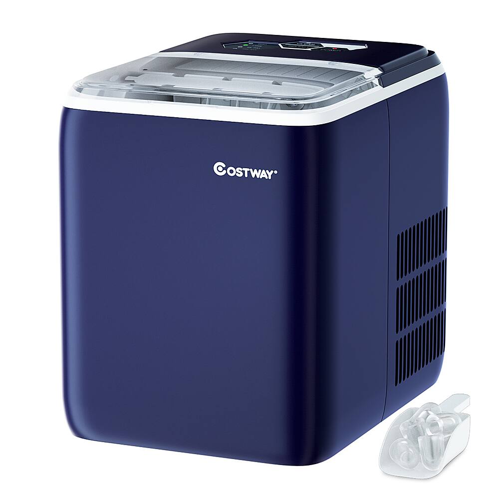 Front. Costway - Portable Countertop Ice Maker Machine 44Lbs/24H Self-Clean w/Scoop - Navy.