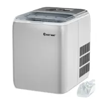 Costway - Portable Countertop Ice Maker Machine 44Lbs/24H Self-Clean w/Scoop - Silver - Front_Zoom