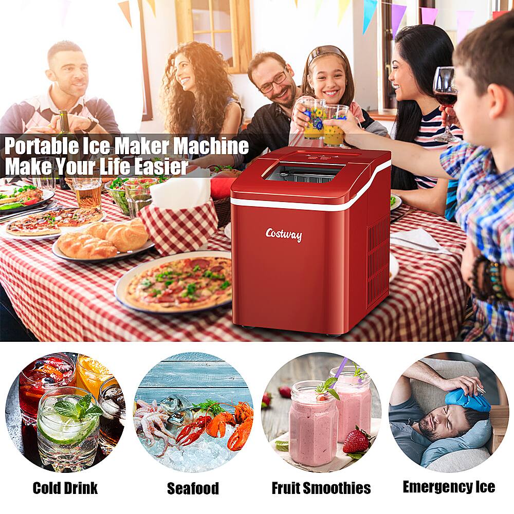 Portable Ice Maker Machine Make Your Life Easier Costway Cold Drink Seafood Fruit Smoothies Emergency Ice