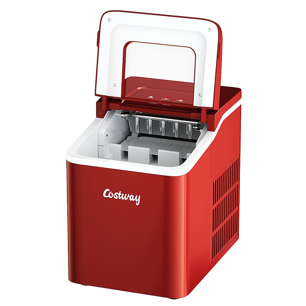 Alt View 20. Costway - Portable Ice Maker Machine Countertop 26Lbs/24H Self-cleaning w/ Scoop - Red.