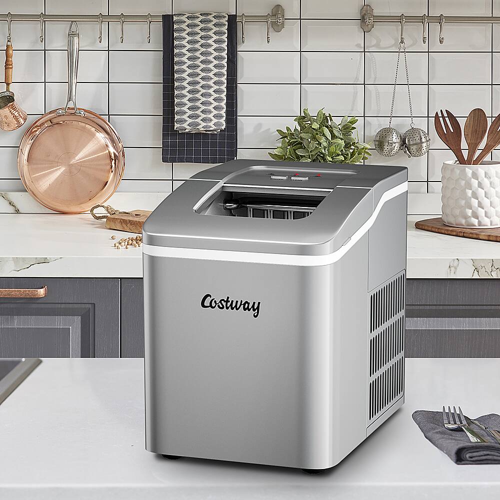 Alt View 13. Costway - Portable Ice Maker Machine Countertop 26Lbs/24H Self-cleaning w/ Scoop - Silver.