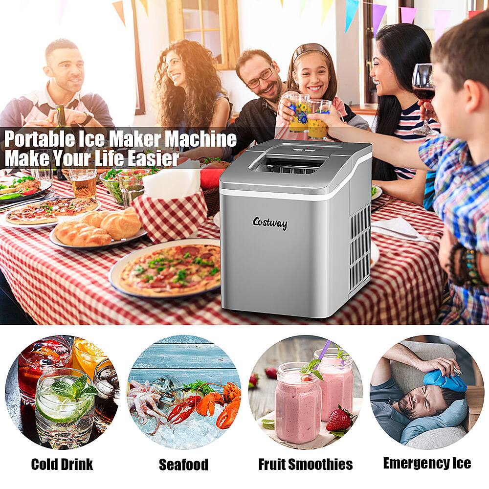 Portable Ice Maker Machine Make Your Life Easier Costway Cold Drink Seafood Fruit Smoothies Emergency Ice