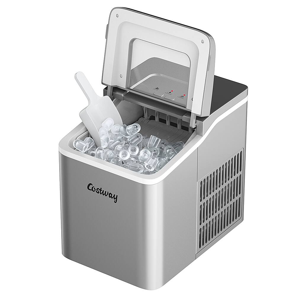 Alt View 19. Costway - Portable Ice Maker Machine Countertop 26Lbs/24H Self-cleaning w/ Scoop - Silver.