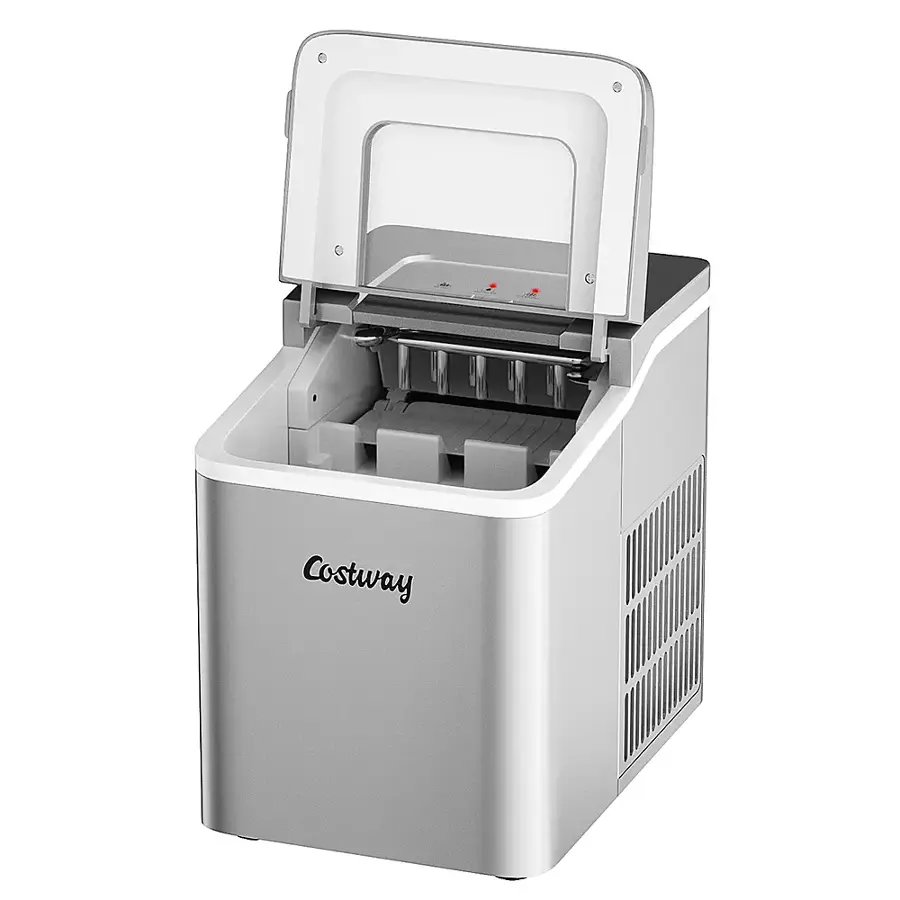 Alt View 20. Costway - Portable Ice Maker Machine Countertop 26Lbs/24H Self-cleaning w/ Scoop - Silver.