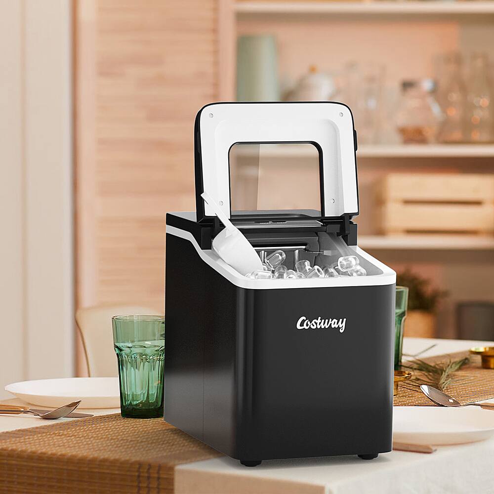 Alt View 12. Costway - Portable Ice Maker Machine Countertop 26Lbs/24H Self-cleaning w/ Scoop - Black.