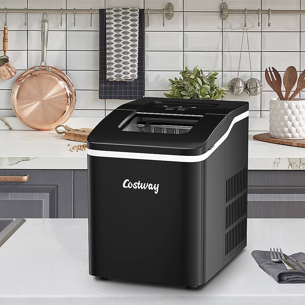 Alt View 13. Costway - Portable Ice Maker Machine Countertop 26Lbs/24H Self-cleaning w/ Scoop - Black.