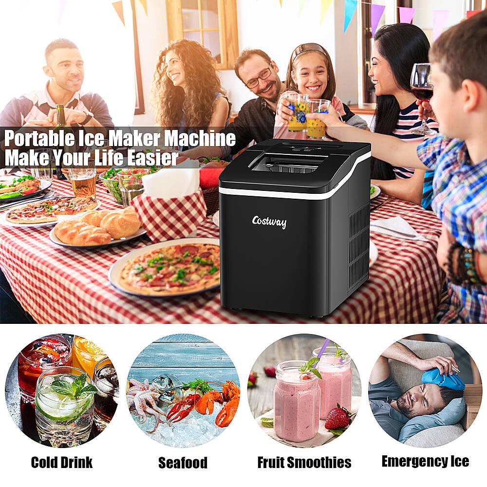 Portable Ice Maker Machine Make Your Life Easier Costway Cold Drink Seafood Fruit Smoothies Emergency Ice