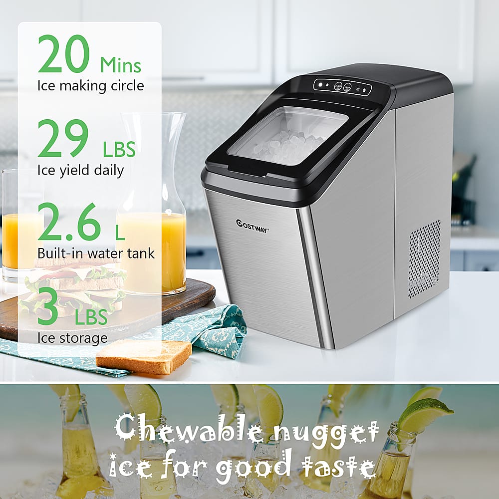 Costway Nugget Ice Maker Machine Countertop Chewable Ice Maker 29lb/Day