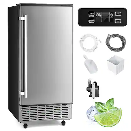 The text on the image reads "TIER CLEAN 68 + ON-OFF - 1." This suggests that the refrigerator has a built-in water dispenser and ice maker, which can be controlled using the on-off button. The refrigerator also has a water line and a water filter, which are essential for maintaining clean and fresh water. The presence of a lime wedge in the image indicates that the refrigerator may also have a built-in lime dispenser for added flavor to the water.