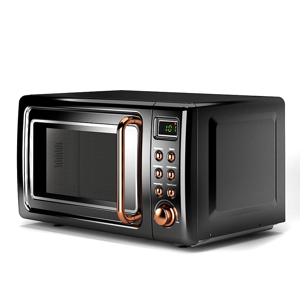 Alt View 21. Costway - 0.7Cu.ft Retro Countertop Microwave Oven 700W LED Display Glass Turntable - Rose Gold.