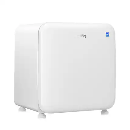 Front. Costway - 1.6 Cubic Feet Compact Refrigerator Reversible Door Mini Fridge - White.