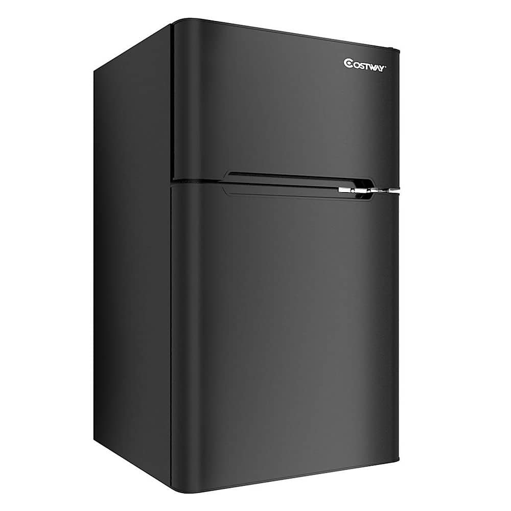 Front. Costway - Refrigerator Small Freezer Cooler Fridge Compact 3.2 cu ft. Unit, - Black.
