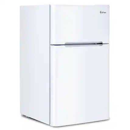 Front. Costway - Refrigerator Small Freezer Cooler Fridge Compact 3.2 cu ft. Unit, - White.